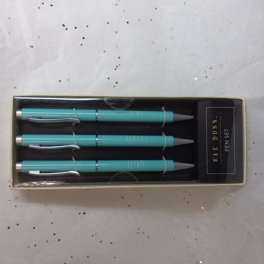 Rae Dunn Ballpoint Aqua Pen, Pack of 3, New-in-Box